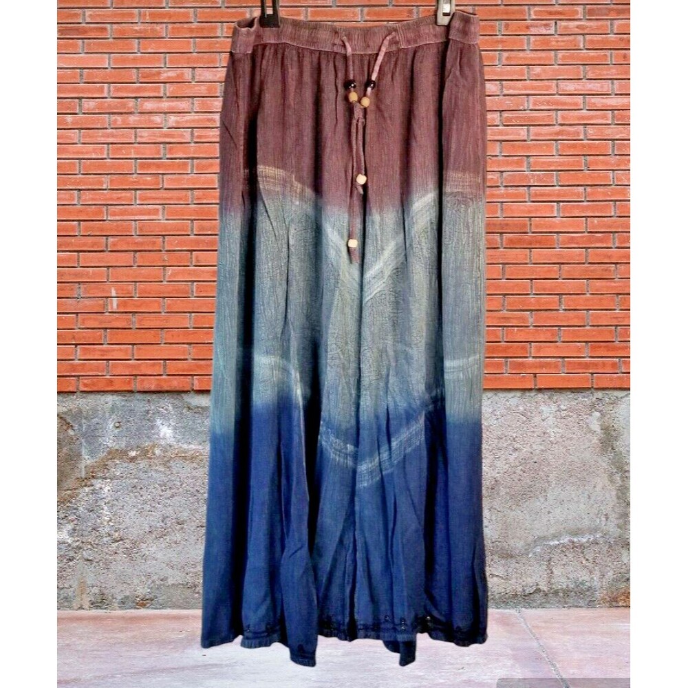 Greater Good Women's Skirt Ombre Colorway Beaded Hemline BOHO CHIC Free Size